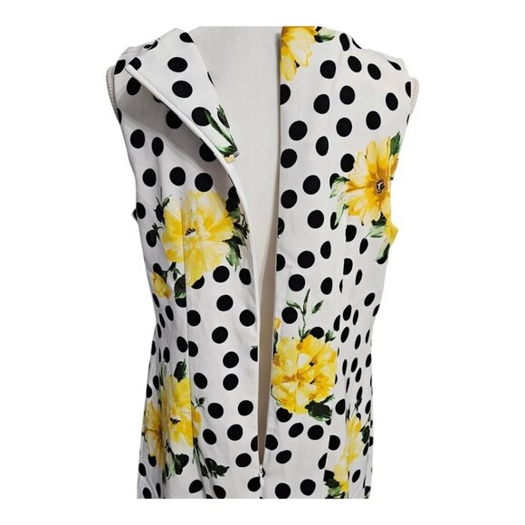 ALYX Polka Dot Floral Sheath Dress Size 10 White Yellow Black Casual Wear - Picture 6 of 12